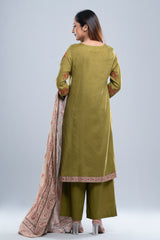 Smart Fit Embroidered Three-Piece Semi-Formal Lawn