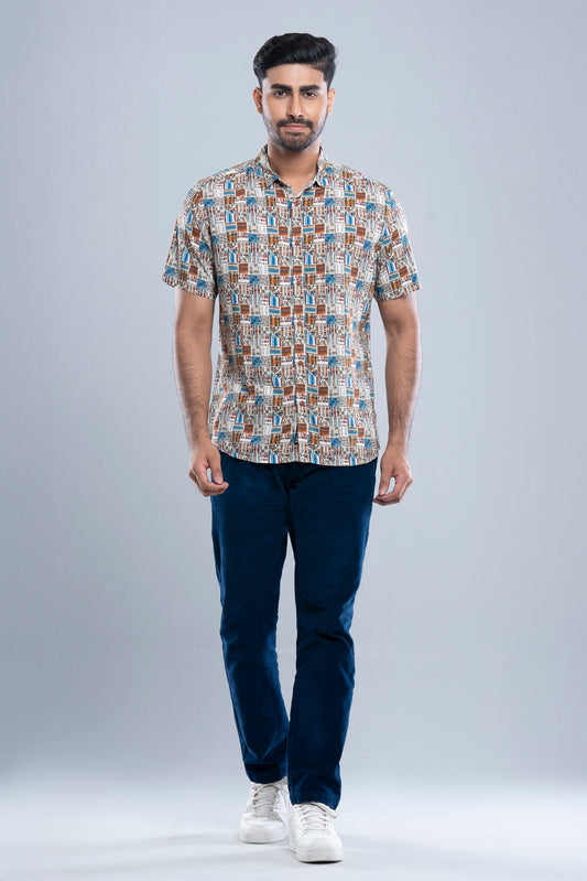 Slim Fit Printed Casual Shirt