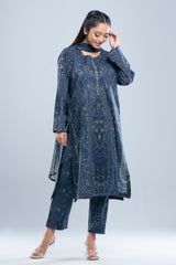 Relaxed Fit Digital Printed Three-Piece Lawn