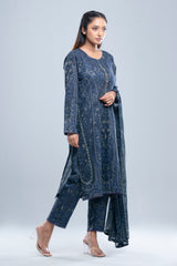 Relaxed Fit Digital Printed Three-Piece Lawn