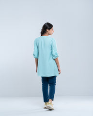Junior Girls' Mixed-Blend Embroidered Ethnic Top (10-14 Years)