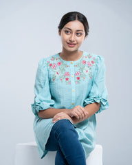 Junior Girls' Mixed-Blend Embroidered Ethnic Top (10-14 Years)