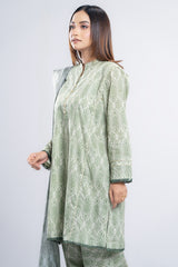 Relaxed Fit Semi-Formal Three-Piece Lawn with Organza Dupatta