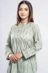 Relaxed Fit Semi-Formal Three-Piece Lawn with Organza Dupatta