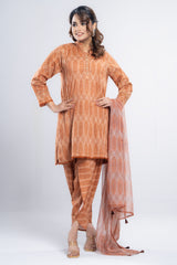 Relaxed Fit Semi-Formal Three-Piece Lawn with Organza Dupatta