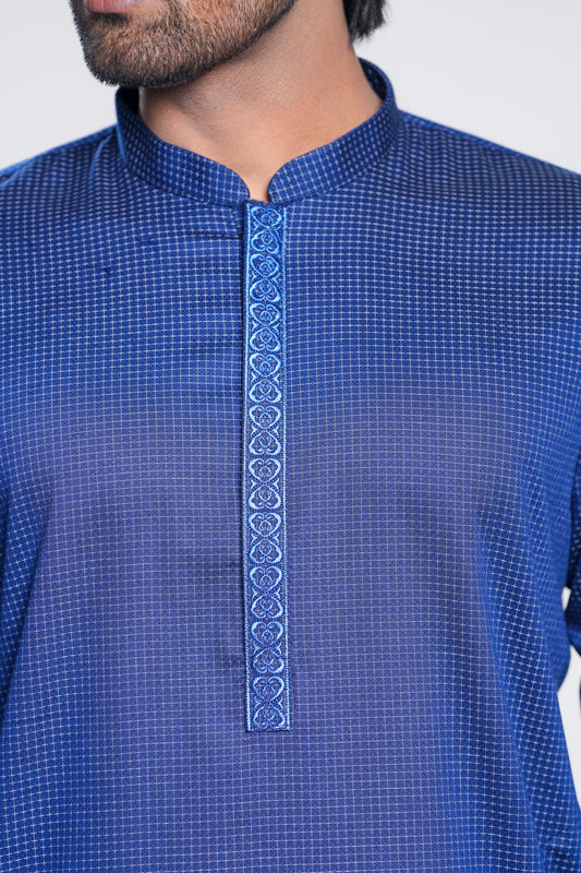 Regular Fit Embroidered Semi-Formal Dobby Panjabi