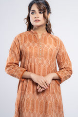 Relaxed Fit Semi-Formal Three-Piece Lawn with Organza Dupatta