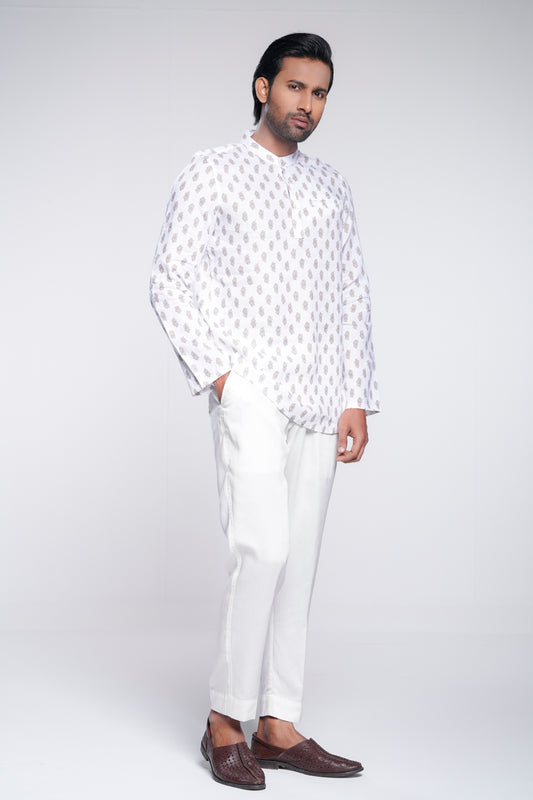 Regular Fit Linen Printed Fatua