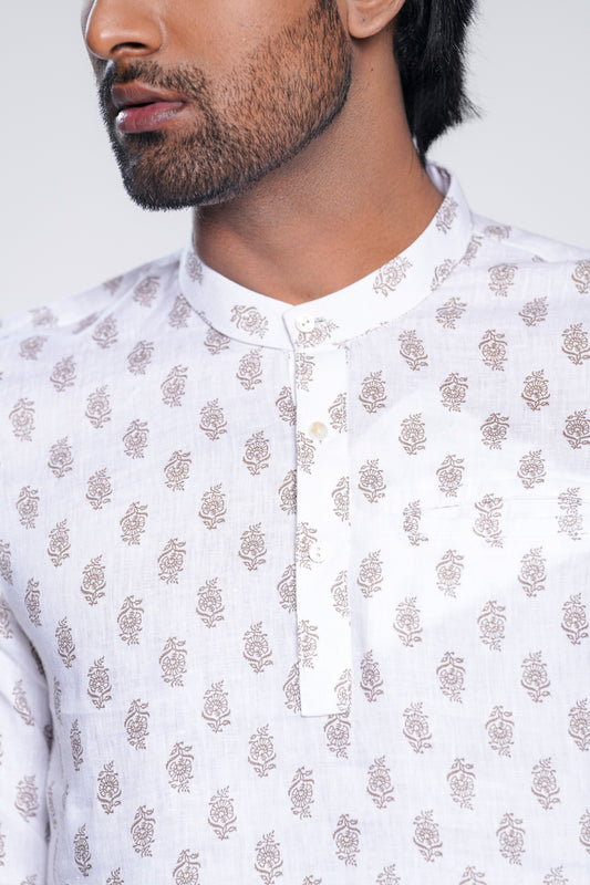 Regular Fit Linen Printed Fatua