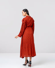 Regular Fit Zigzag Print Long Dress – Mystika