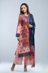 Smart Fit Three-Piece Semi-Formal Lawn with Chiffon Dupatta