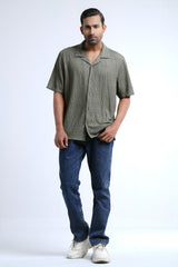 Boxy Fit Solid Casual Shirt with Lapel Collar