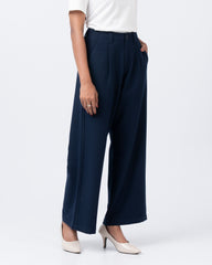 Wide Leg High Waist Twill Fashion Trouser