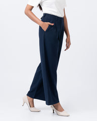 Wide Leg High Waist Twill Fashion Trouser
