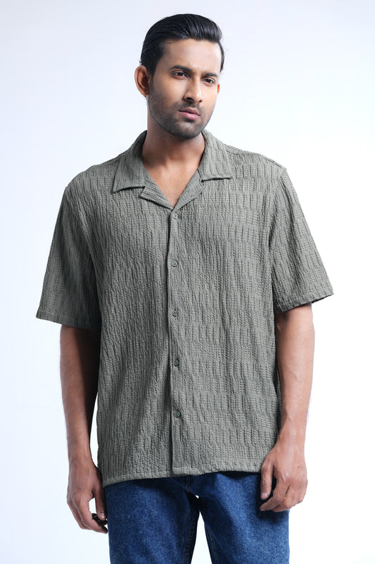 Boxy Fit Solid Casual Shirt with Lapel Collar