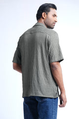 Boxy Fit Solid Casual Shirt with Lapel Collar