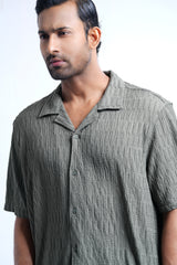 Boxy Fit Solid Casual Shirt with Lapel Collar