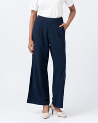 Wide Leg High Waist Twill Fashion Trouser