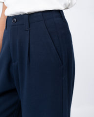 Wide Leg High Waist Twill Fashion Trouser
