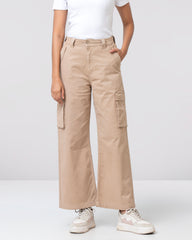 Wide Leg Cargo Twill Pant