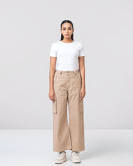 Wide Leg Cargo Twill Pant