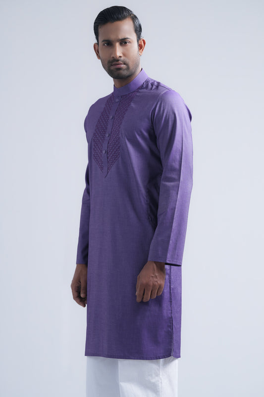 Regular Fit Embroidered Semi-Formal Panjabi