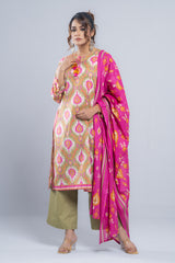Ready-to-Wear Three-Piece Lawn with Cotton Dupatta