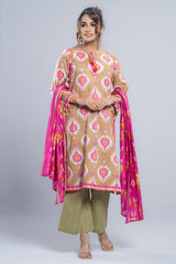 Ready-to-Wear Three-Piece Lawn with Cotton Dupatta