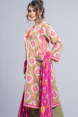 Ready-to-Wear Three-Piece Lawn with Cotton Dupatta