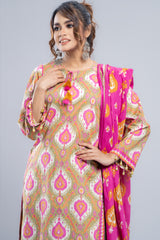 Ready-to-Wear Three-Piece Lawn with Cotton Dupatta
