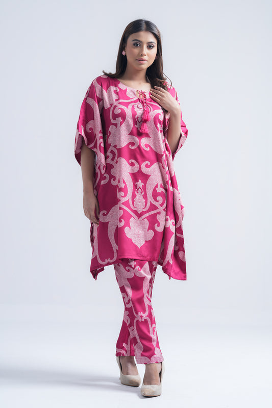 Relaxed Fit Printed Two-Piece Semi-Formal Ethnic Kaftan Set