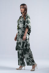 Relaxed Fit Printed Two-Piece Semi-Formal Ethnic Kaftan Set