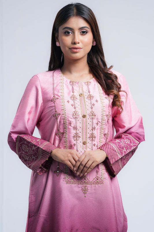 Smart Fit Heavy Embellished Two-Piece Formal Ethnic Set with Organza Dupatta