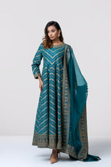 Smart Fit Embellished Two-Piece Formal Ethnic Set with Organza Dupatta