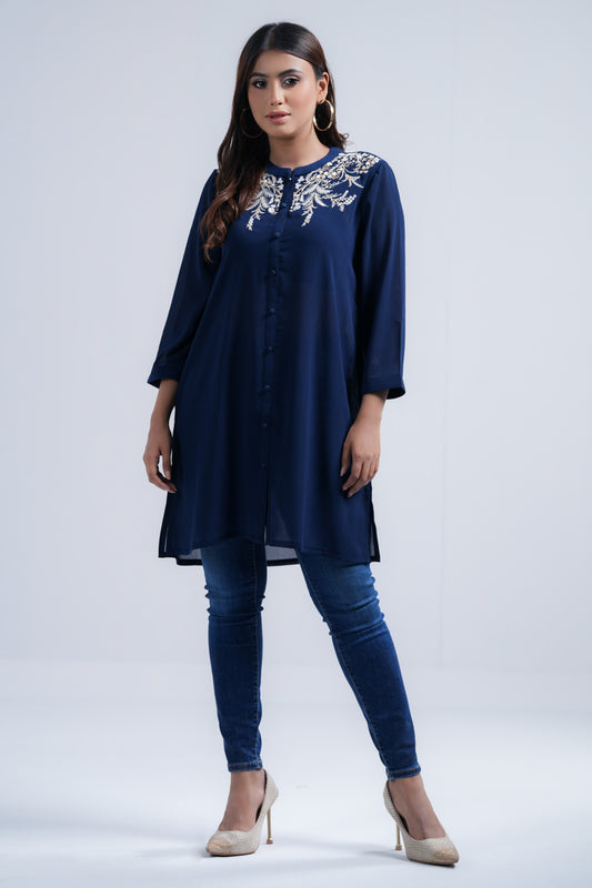 Smart Fit Embroidered Georgette Ethnic Kurti