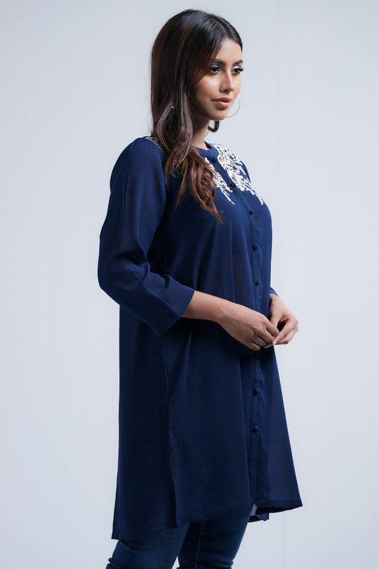 Smart Fit Embroidered Georgette Ethnic Kurti