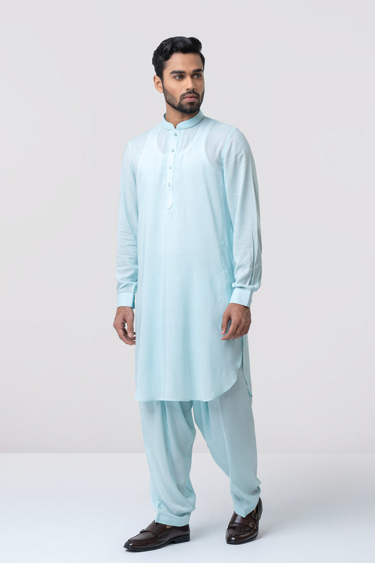 Regular Fit Embroidered Viscose Kabli Set