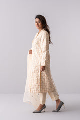 Heavy Embellished Three-Piece Formal Ethnic Set with Organza Dupatta