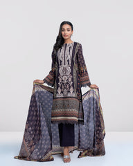 Smart Fit Digital Printed Three-Piece Lawn with Silk Dupatta