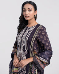 Smart Fit Digital Printed Three-Piece Lawn with Silk Dupatta