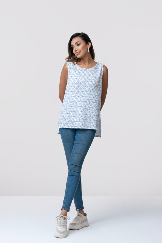 Regular Fit Printed Woven Tank Top