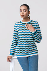 Regular Fit Zigzag-Style Jacquard Sweater