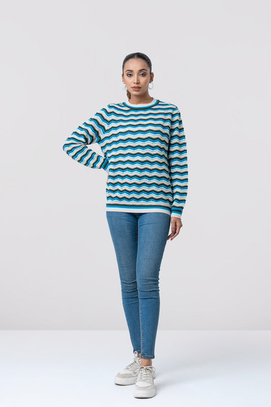 Regular Fit Zigzag-Style Jacquard Sweater