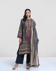 Smart Fit Digital Printed Three-Piece Lawn with Silk Dupatta