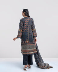 Smart Fit Digital Printed Three-Piece Lawn with Silk Dupatta