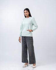 Regular Fit Solid Embroidered Sweatshirt