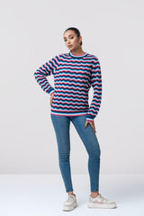 Regular Fit Zigzag-Style Jacquard Sweater