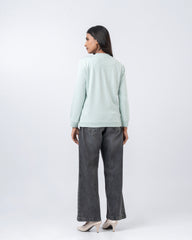 Regular Fit Solid Embroidered Sweatshirt
