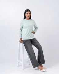 Regular Fit Solid Embroidered Sweatshirt