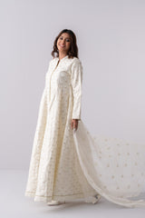 Heavy Embellished Two-Piece Formal Ethnic Set with Organza Dupatta